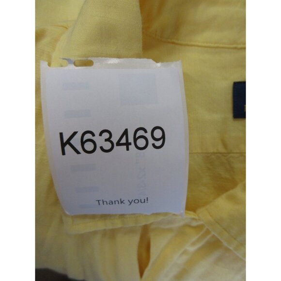 Ralph Lauren Polo Shirt Large Yellow Linen Blend Loop Collar Camp Pony - Picture 13 of 13